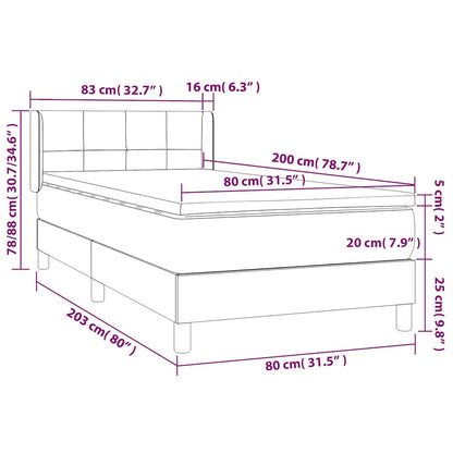 Giroletto a Molle con Materasso Verde Scuro 80x200 cm Velluto