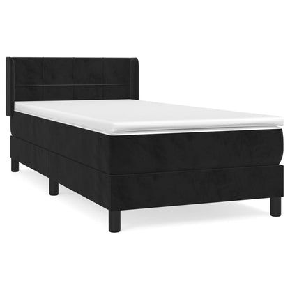 Spring bed frame with black mattress 90x200 cm in velvet