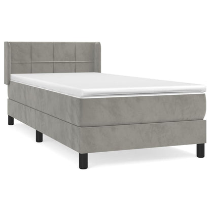 Giroletto a Molle con Materasso Grigio Chiaro 100x200cm Velluto | homemem39