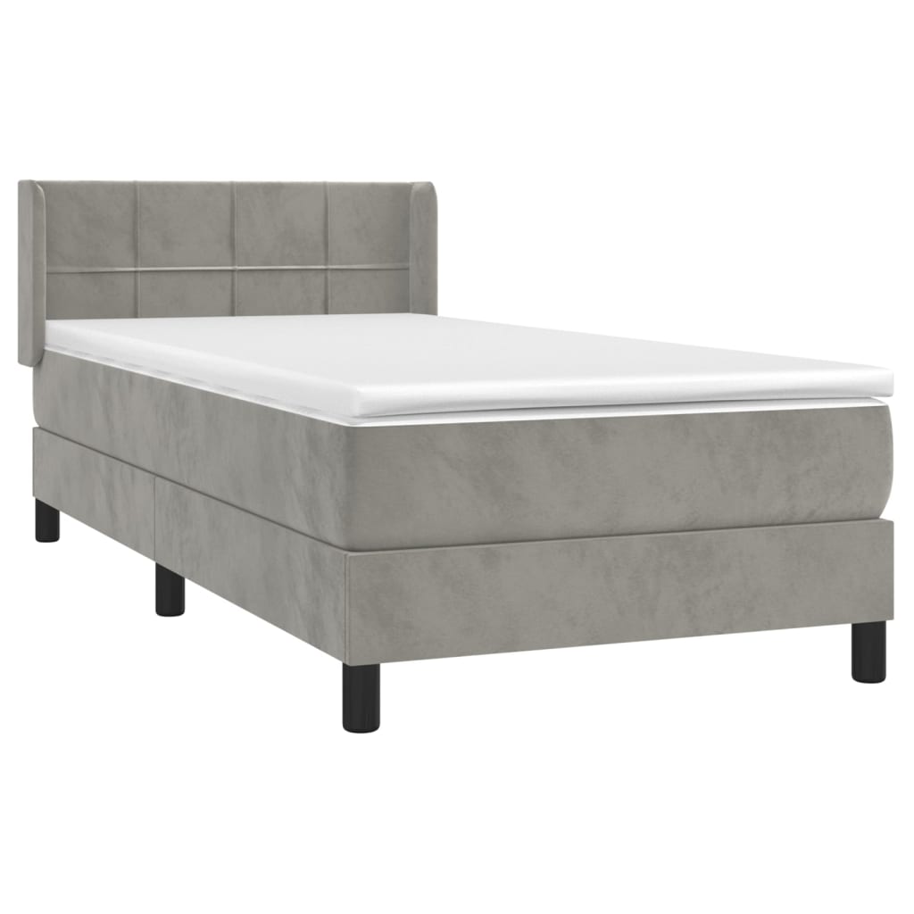 Giroletto a Molle con Materasso Grigio Chiaro 100x200cm Velluto | homemem39