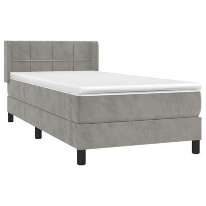 Giroletto a Molle con Materasso Grigio Chiaro 100x200cm Velluto | homemem39