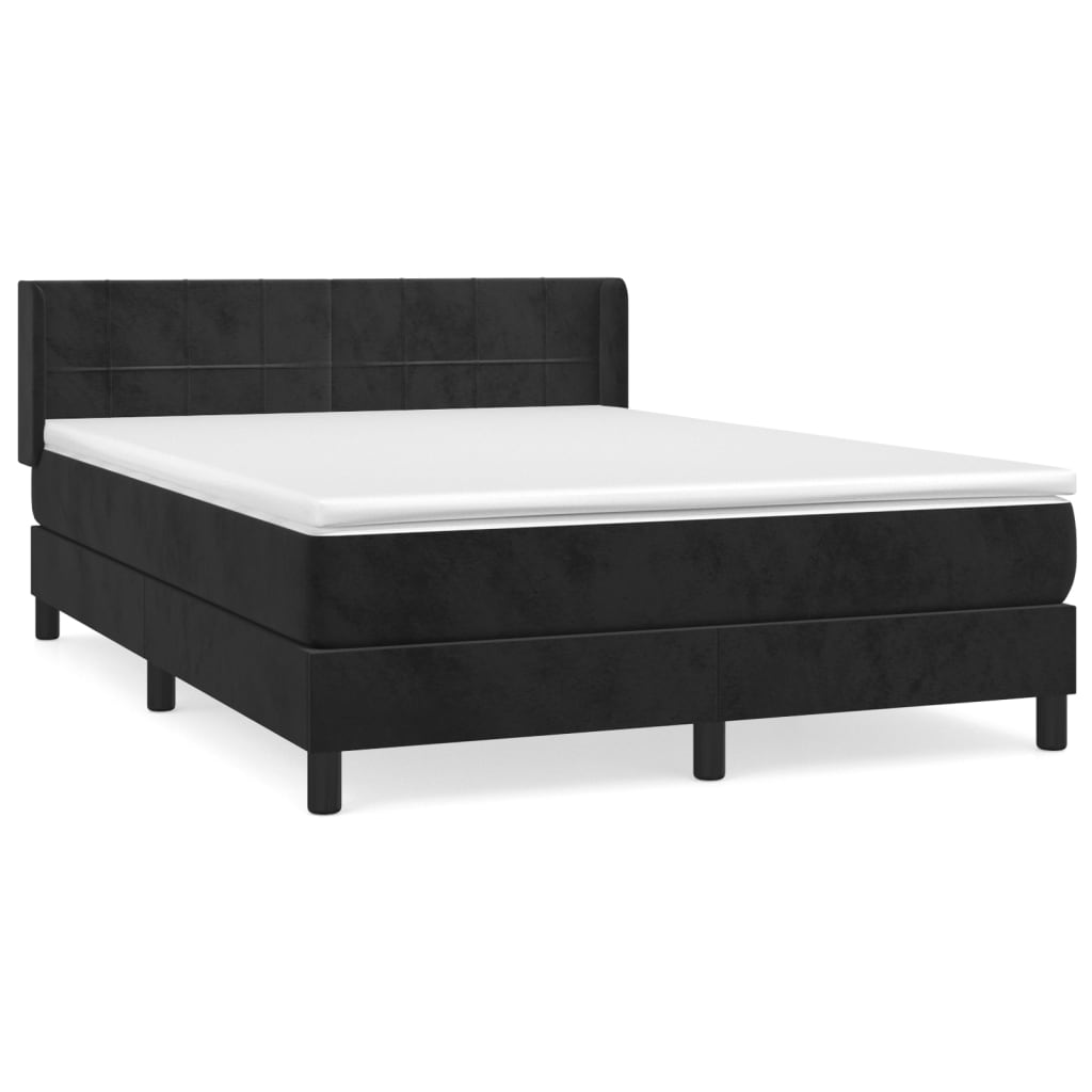 Giroletto a Molle con Materasso Nero 140x190 cm in Velluto | homemem39