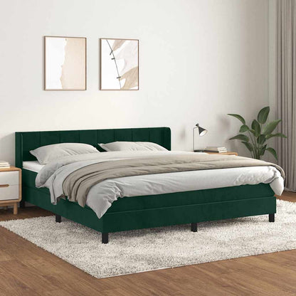 Giroletto a Molle con Materasso Verde Scuro 160x200 cm Velluto | homemem39