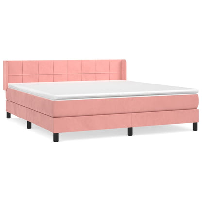 Giroletto a Molle con Materasso Rosa 180x200 cm in Velluto