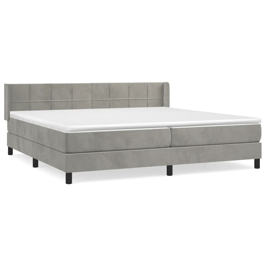 Giroletto a Molle con Materasso Grigio Chiaro 200x200cm Velluto | homemem39