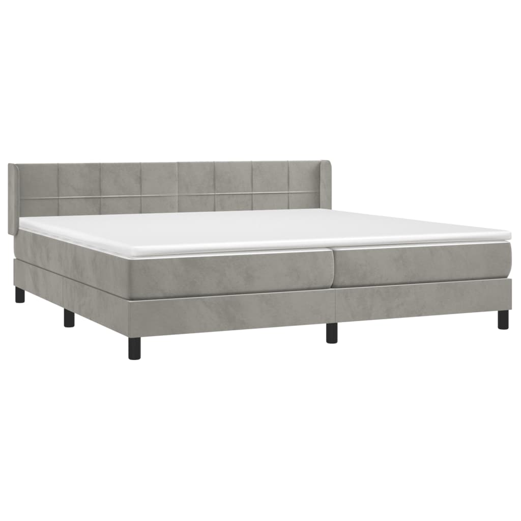 Giroletto a Molle con Materasso Grigio Chiaro 200x200cm Velluto | homemem39