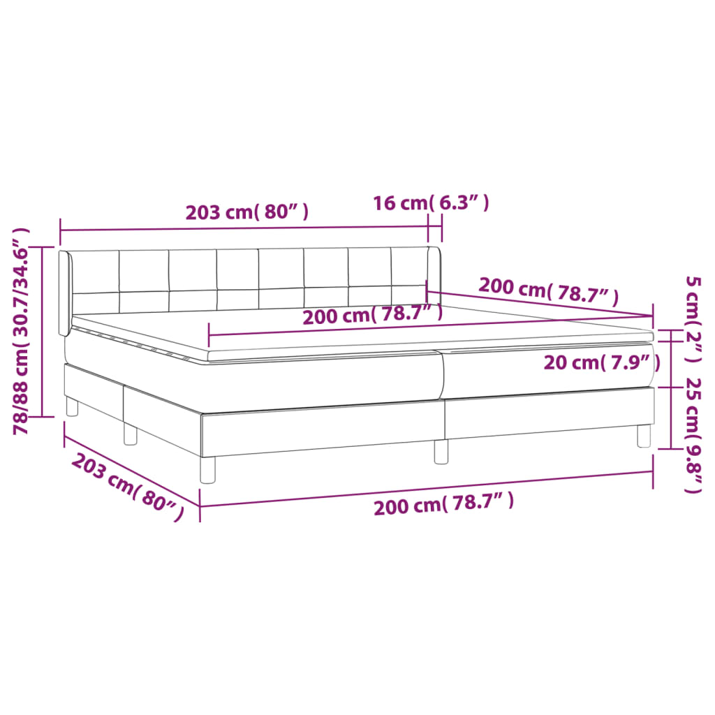 Giroletto a Molle con Materasso Grigio Chiaro 200x200cm Velluto | homemem39