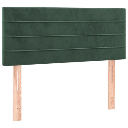 Spring bed frame with dark green mattress 90x190 cm velvet