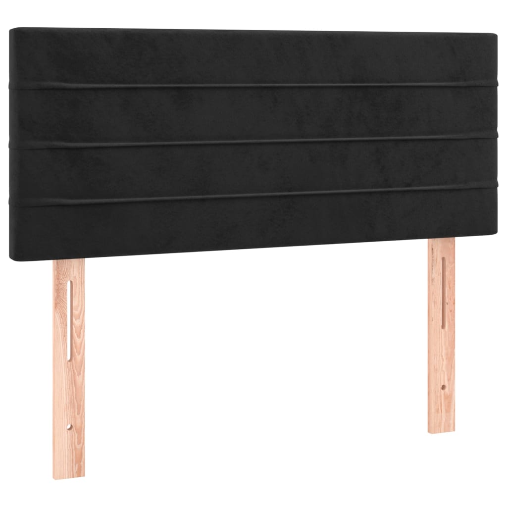 Spring bed frame with black mattress 90x200 cm in velvet