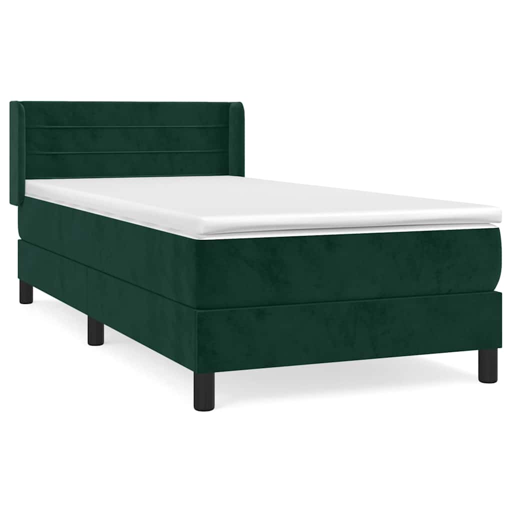 Giroletto a Molle con Materasso Verde Scuro 100x200 cm Velluto
