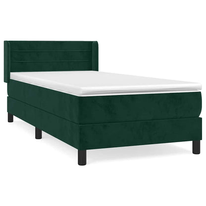 Giroletto a Molle con Materasso Verde Scuro 100x200 cm Velluto