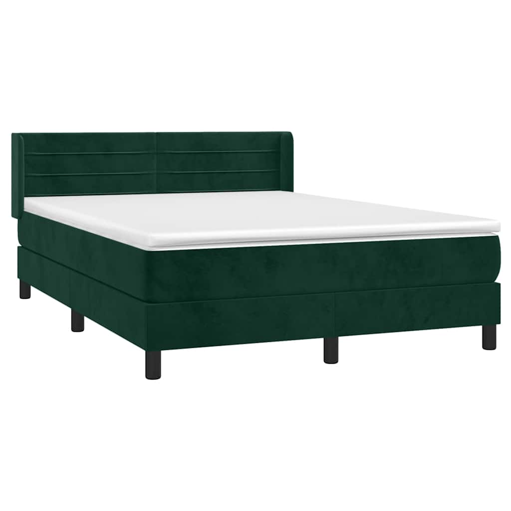 Giroletto a Molle con Materasso Verde Scuro 140x190 cm Velluto | homemem39