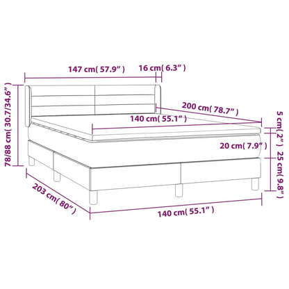 Giroletto a Molle con Materasso Grigio Chiaro 140x200cm Velluto - homemem39