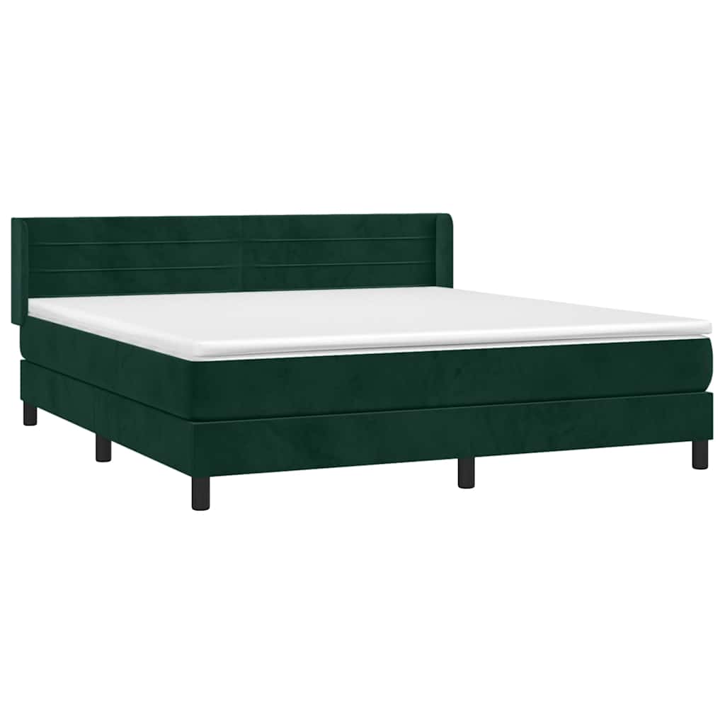 Giroletto a Molle con Materasso Verde Scuro 160x200 cm Velluto | homemem39