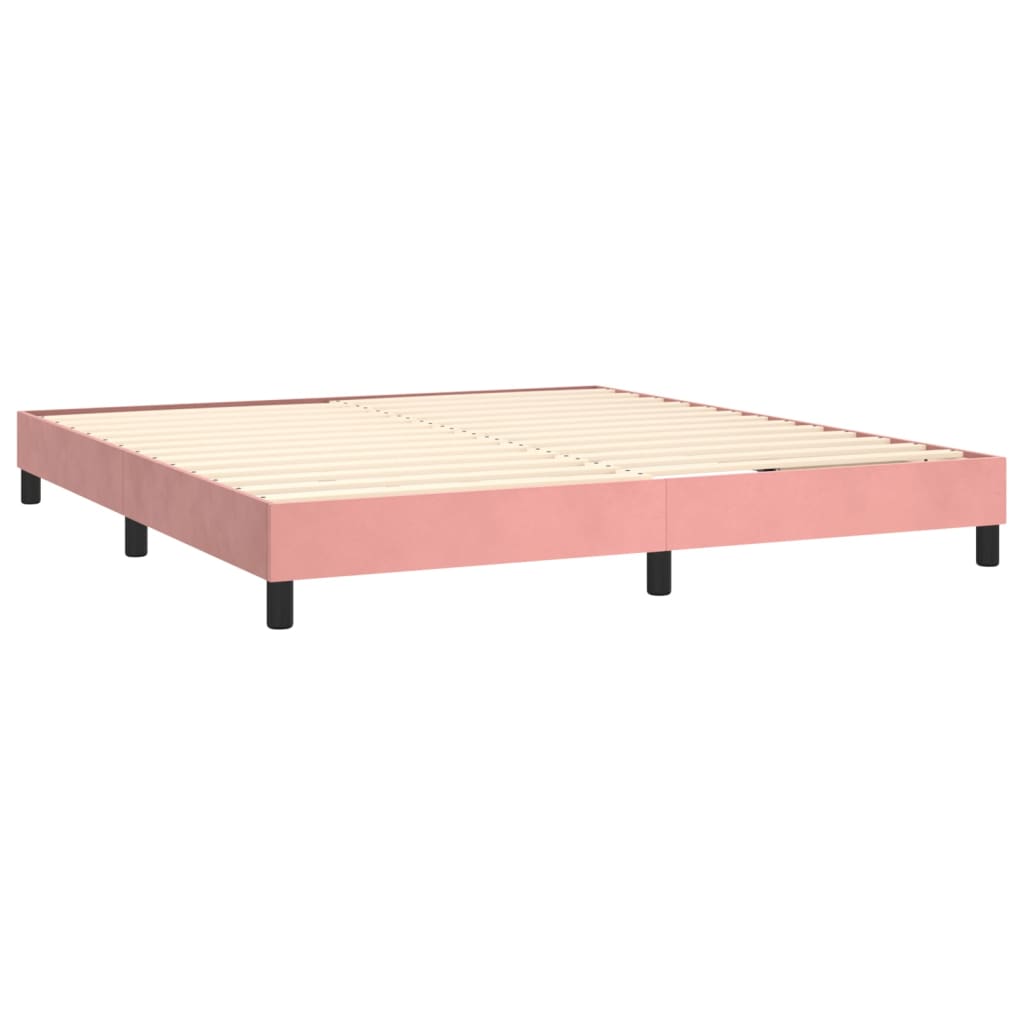 Spring bed frame with pink mattress 160x200 cm in velvet