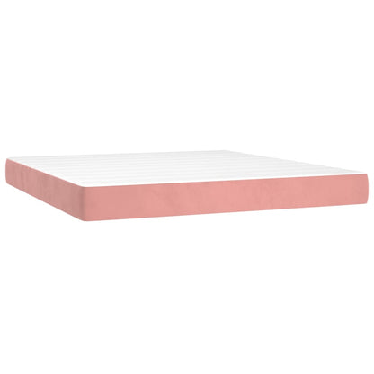 Spring bed frame with pink mattress 160x200 cm in velvet