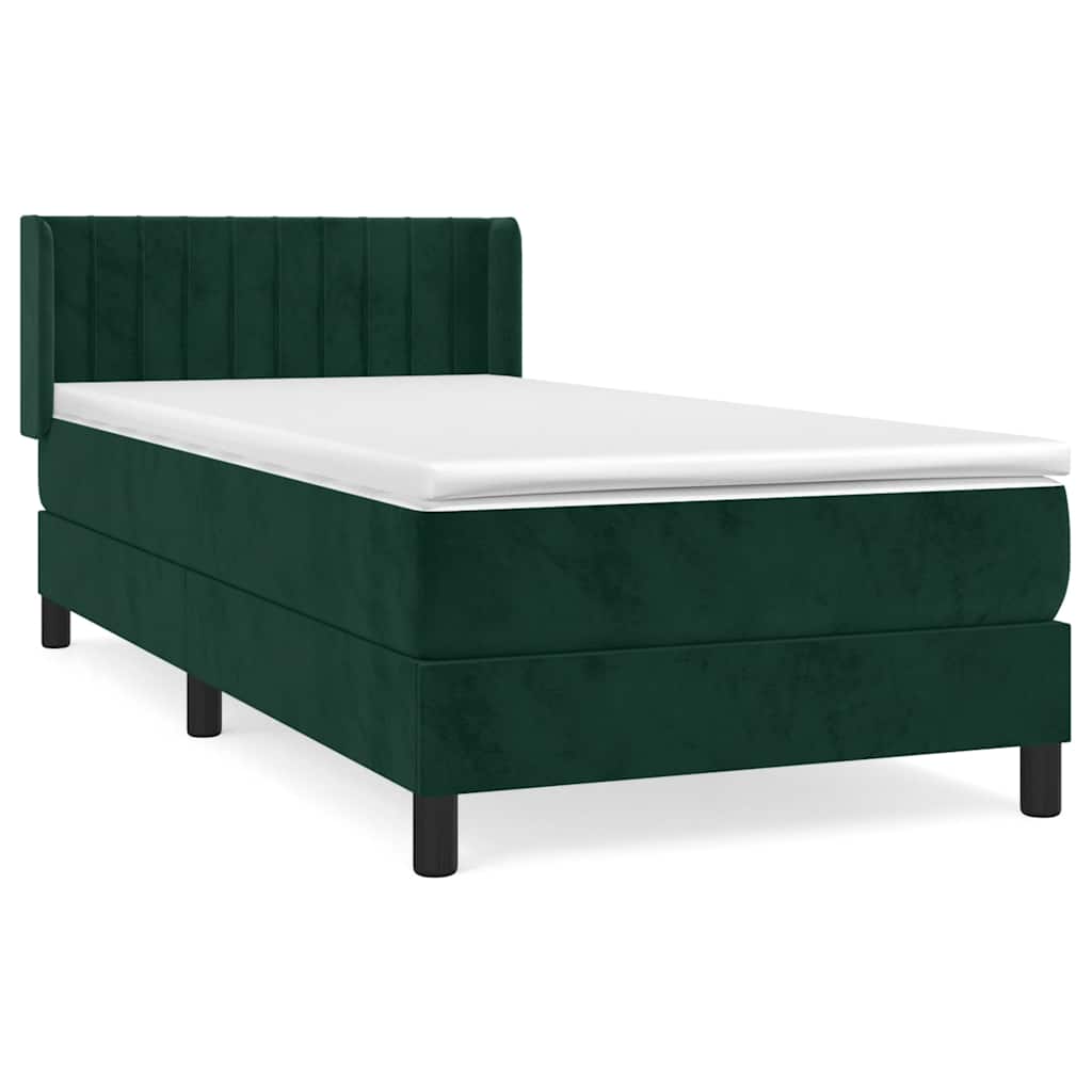 Giroletto a Molle con Materasso Verde Scuro 90x190 cm Velluto | homemem39