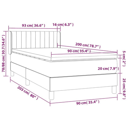 Giroletto a Molle con Materasso Rosa 90x200 cm in Velluto | homemem39