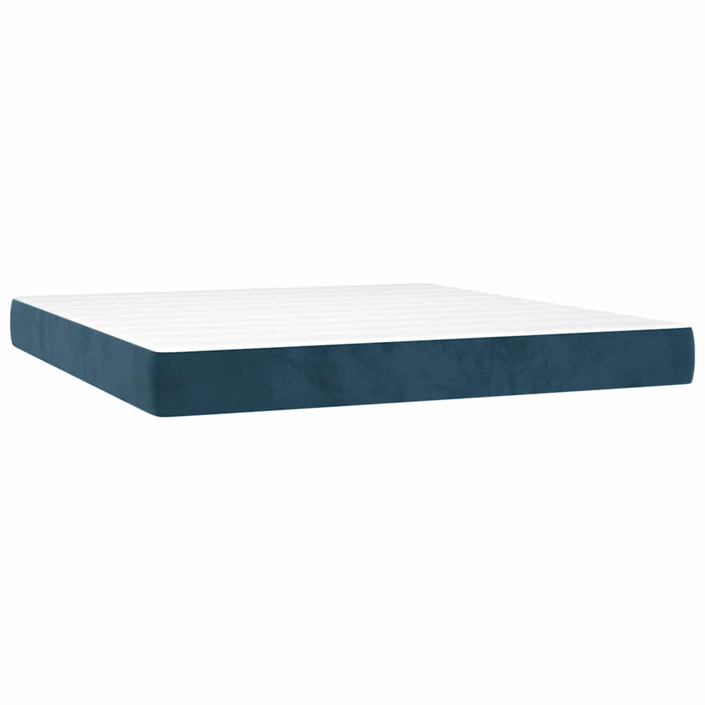 Giroletto a Molle con Materasso Blu Scuro 160x200 cm in Velluto