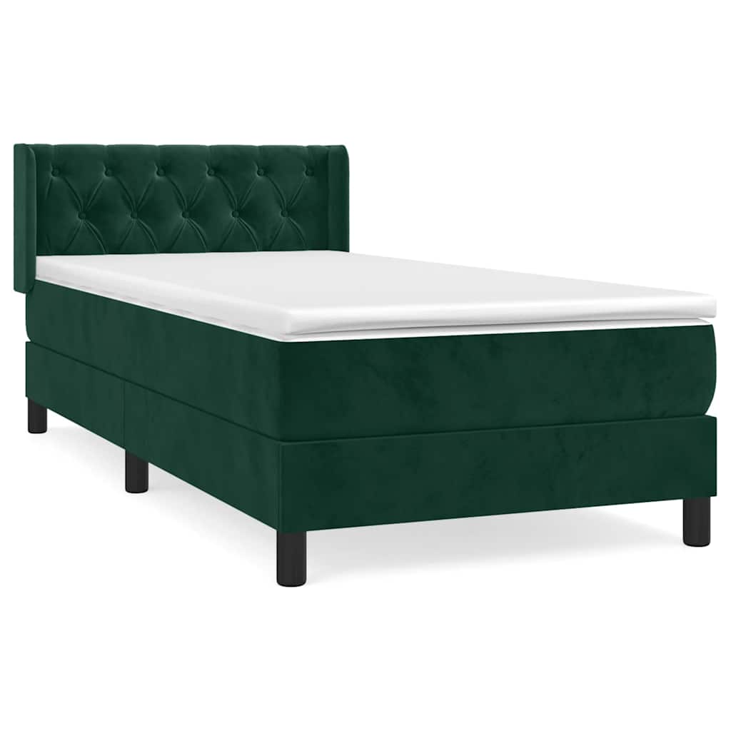 Giroletto a Molle con Materasso Verde Scuro 80x200 cm Velluto | homemem39