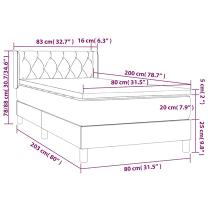 Giroletto a Molle con Materasso Blu Scuro 80x200 cm in Velluto | homemem39