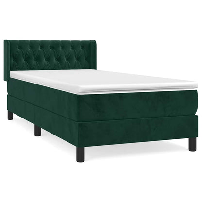 Giroletto a Molle con Materasso Verde Scuro 90x190 cm Velluto | homemem39