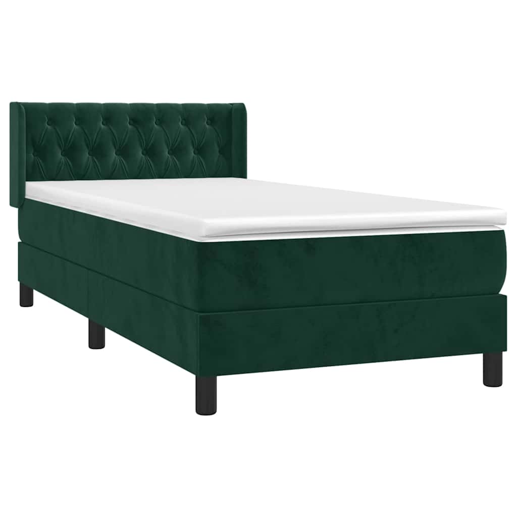 Giroletto a Molle con Materasso Verde Scuro 90x190 cm Velluto | homemem39