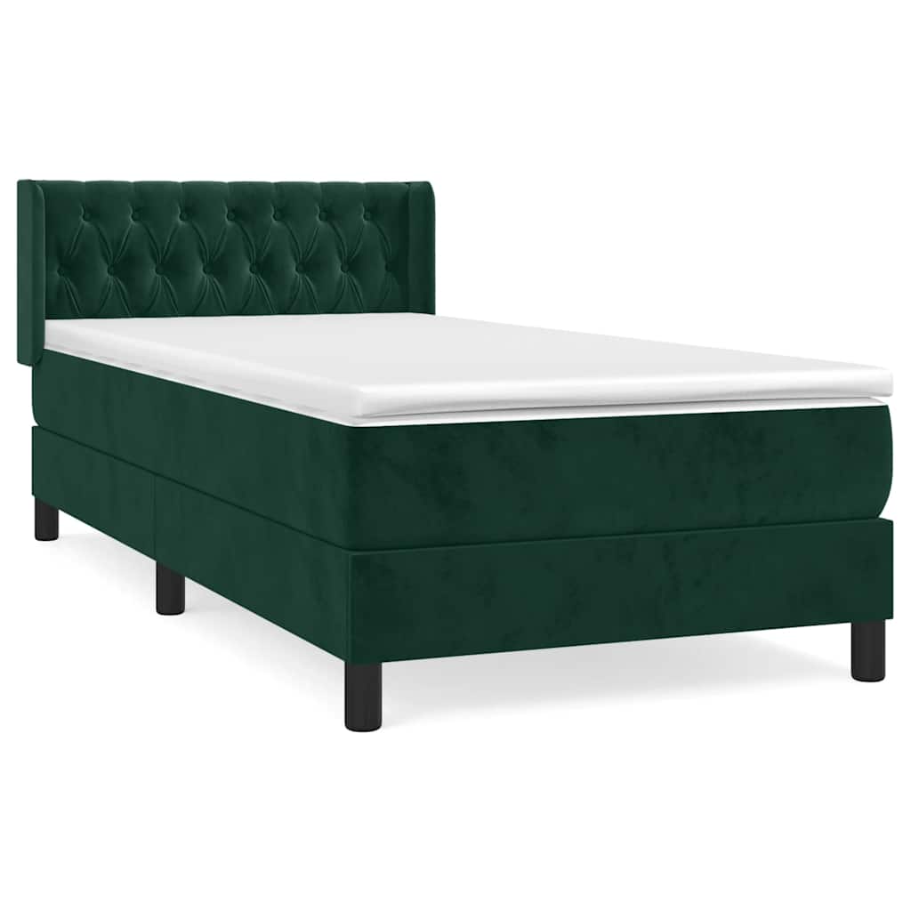 Giroletto a Molle con Materasso Verde Scuro 100x200 cm Velluto | homemem39