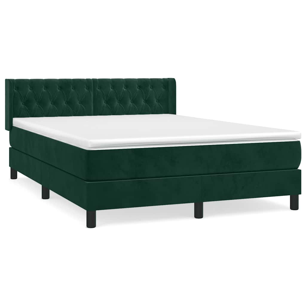 Giroletto a Molle con Materasso Verde Scuro 140x190 cm Velluto | homemem39