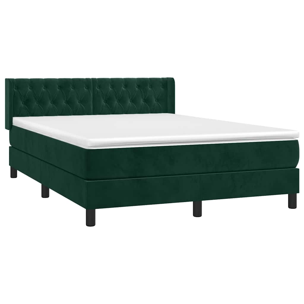 Giroletto a Molle con Materasso Verde Scuro 140x190 cm Velluto | homemem39