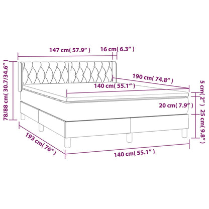 Giroletto a Molle con Materasso Blu Scuro 140x190 cm in Velluto