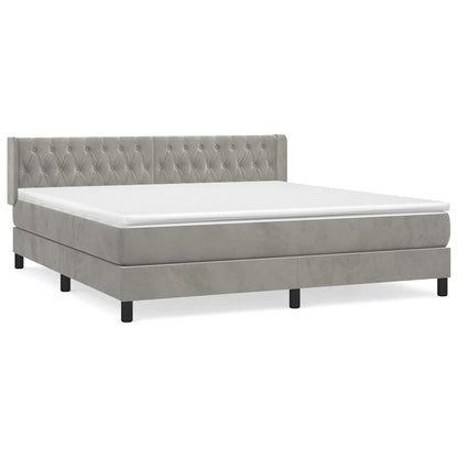 Giroletto a Molle con Materasso Grigio Chiaro 160x200cm Velluto