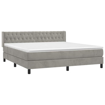Giroletto a Molle con Materasso Grigio Chiaro 160x200cm Velluto