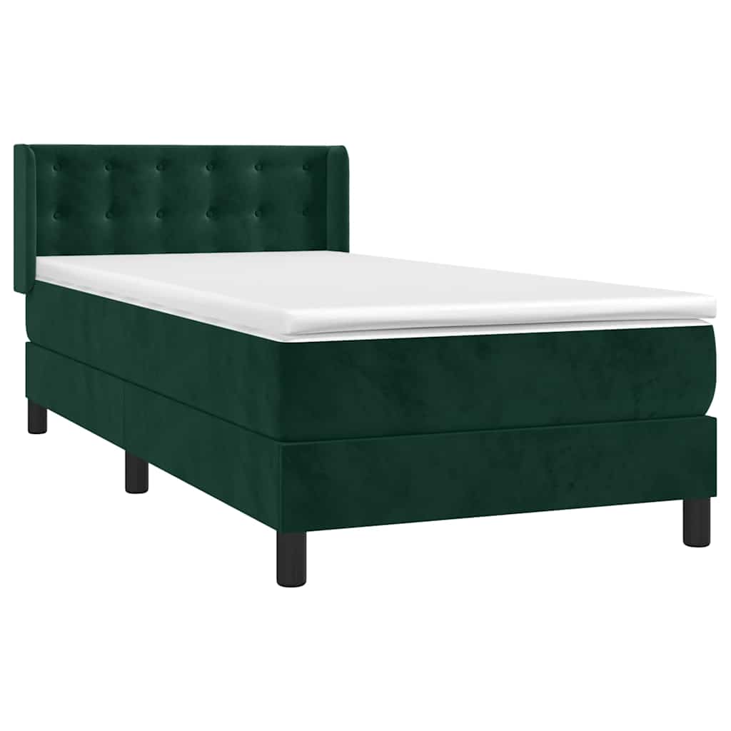Giroletto a Molle con Materasso Verde Scuro 80x200 cm Velluto | homemem39