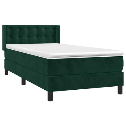 Giroletto a Molle con Materasso Verde Scuro 80x200 cm Velluto | homemem39