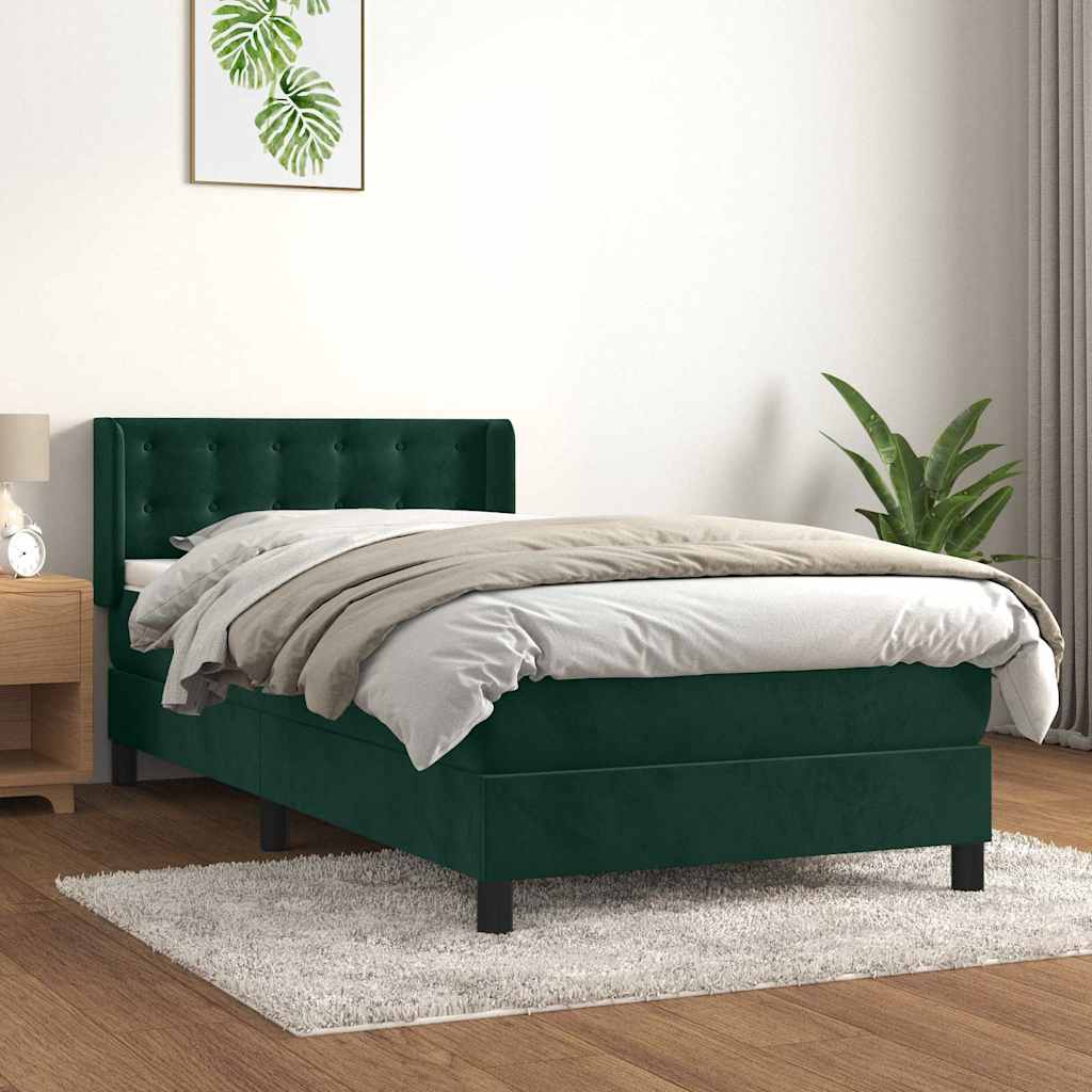 Giroletto a Molle con Materasso Verde Scuro 80x200 cm Velluto | homemem39
