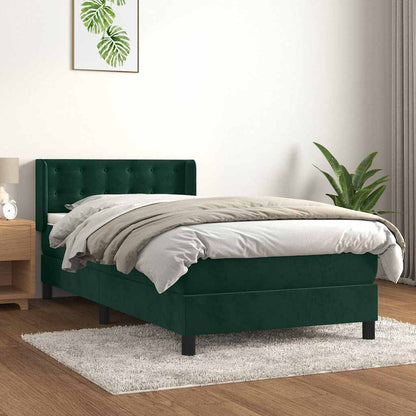 Giroletto a Molle con Materasso Verde Scuro 80x200 cm Velluto | homemem39