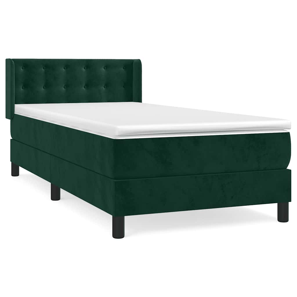Giroletto a Molle con Materasso Verde Scuro 90x190 cm Velluto | homemem39
