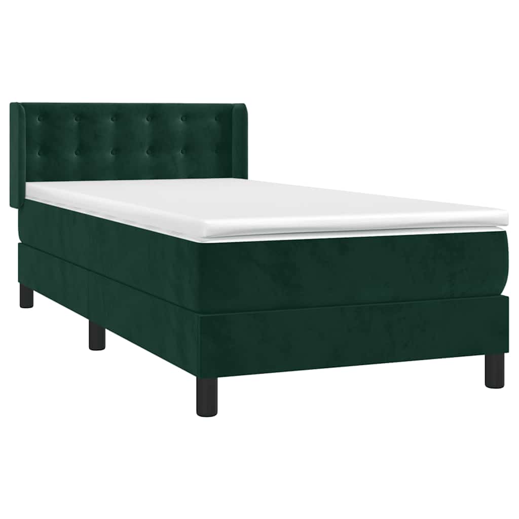 Giroletto a Molle con Materasso Verde Scuro 90x190 cm Velluto | homemem39