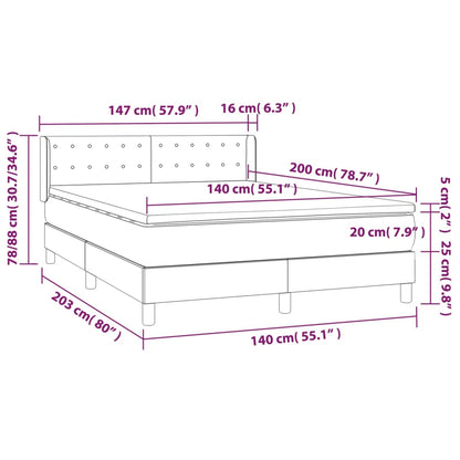 Giroletto a Molle con Materasso Grigio Chiaro 140x200cm Velluto - homemem39