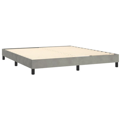 Spring bed frame with light gray mattress 180x200cm velvet