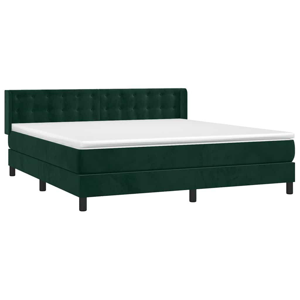 Giroletto a Molle con Materasso Verde Scuro 180x200 cm Velluto | homemem39
