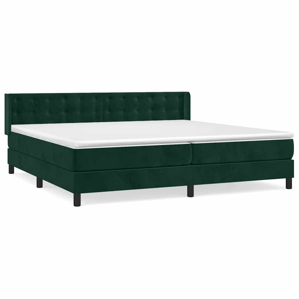 Giroletto a Molle con Materasso Verde Scuro 200x200 cm Velluto | homemem39