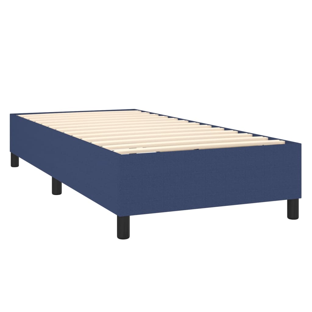 Spring bed frame with blue mattress 80x200 cm in fabric