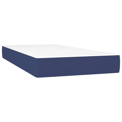 Spring bed frame with blue mattress 80x200 cm in fabric