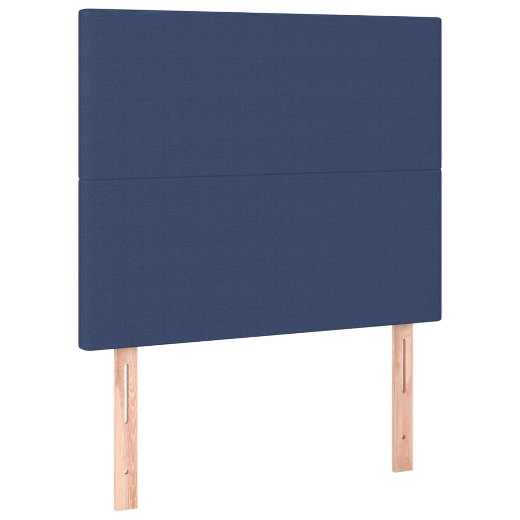 Spring bed frame with blue mattress 80x200 cm in fabric