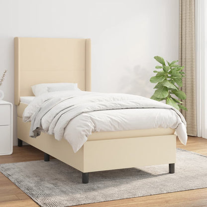 Giroletto a Molle con Materasso Crema 90x190 cm in Tessuto | homemem39