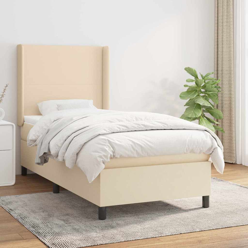Giroletto a Molle con Materasso Crema 100x200 cm in Tessuto