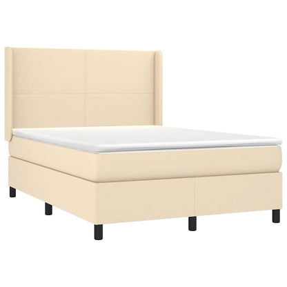 Giroletto a Molle con Materasso Crema 140x19 cm in Tessuto