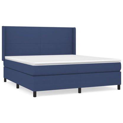 Spring bed frame with blue mattress 160x200 cm in fabric